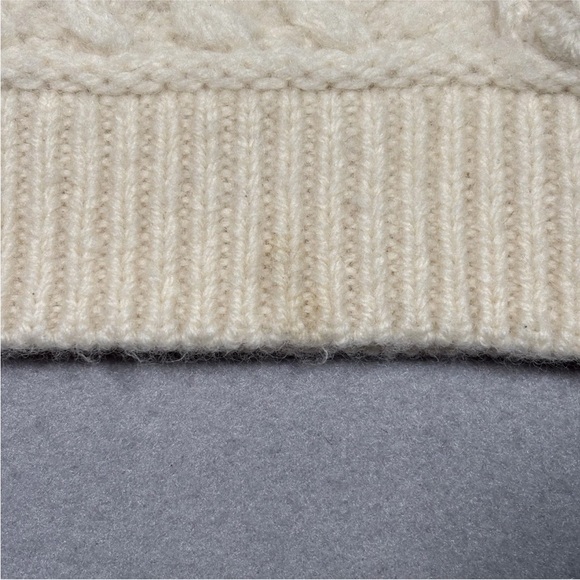 Aran Mor Ireland Sweater Open Thick Cable Knit Cream Merino Women's XSmall - Picture 2 of 11